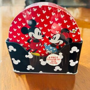 Disney Red and Black Mickey & Minnie Coaster Set